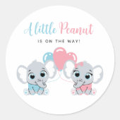 Roze en blauwe olifant ballon baby shower sticker (Voorkant)