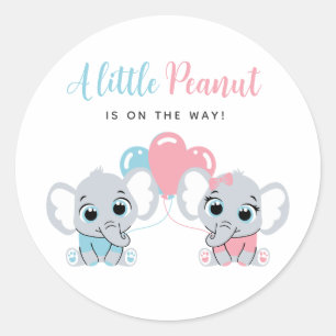 Roze en blauwe olifant ballon baby shower sticker