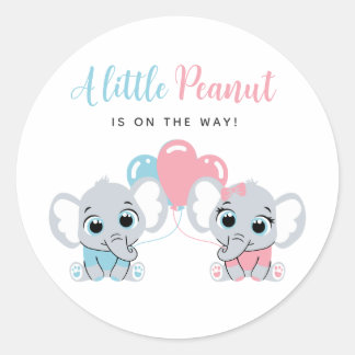 Roze en blauwe olifant ballon baby shower sticker