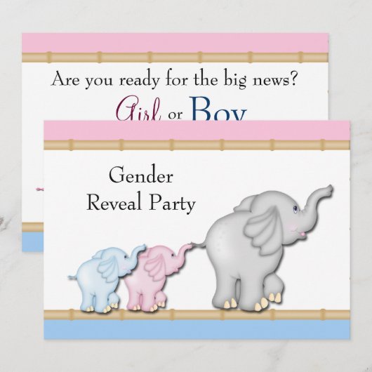 Roze en blauwe olifant onthullen geslacht kaart (Voorkant / Achterkant)