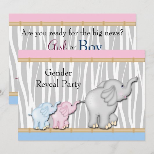 Roze en blauwe olifant onthullen geslacht kaart (Voorkant / Achterkant)