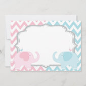 Roze en blauwe olifanten Chevron Gender Reveal Kaart (Voorkant)