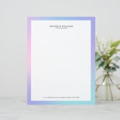 Roze en blauwe ombre briefhoofd (Staand voorkant)