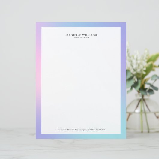 Roze en blauwe ombre briefhoofd (Staand voorkant)