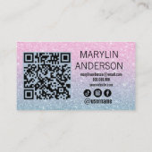Roze en Blauwe Ombre Glitter Lash Scannable Visitekaartje (Achterkant)