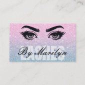 Roze en Blauwe Ombre Glitter Lash Scannable Visitekaartje (Voorkant)