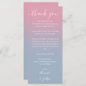 Roze en blauwe Ombre-huwelijksreceptie plaatskaart Menu (Voorkant / Achterkant)