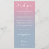 Roze en blauwe Ombre-huwelijksreceptie plaatskaart Menu (Voorkant)