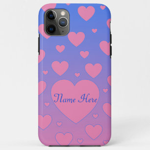 Roze en blauwe ombre met roze harten Case-Mate iPhone case