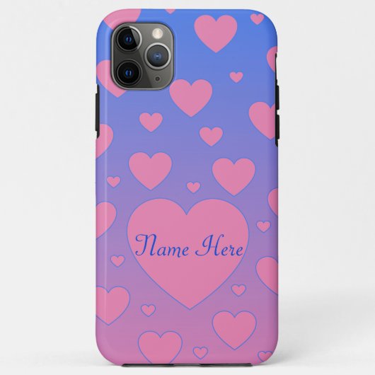Roze en blauwe ombre met roze harten Case-Mate iPhone case (Achterkant)