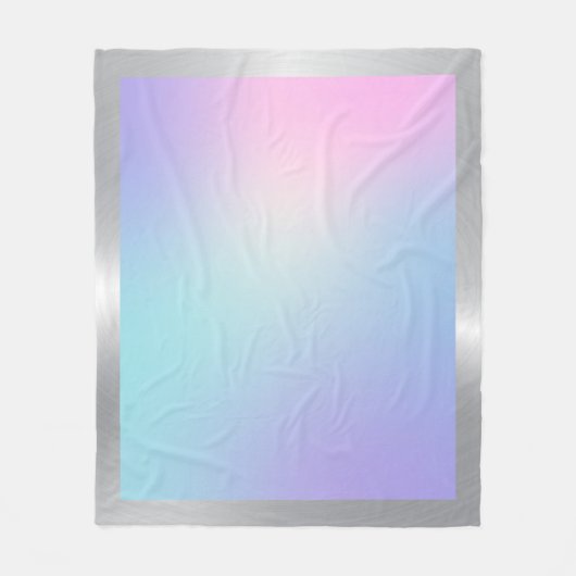 Roze en blauwe ombre met zilvergrens fleece deken (Voorkant)