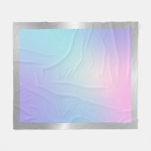 Roze en blauwe ombre met zilvergrens fleece deken (Voorkant (Horizontaal))