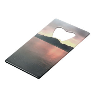 Roze en Blauwe Ombre Sunset reflecteert Landschap Creditkaart Flessenopener