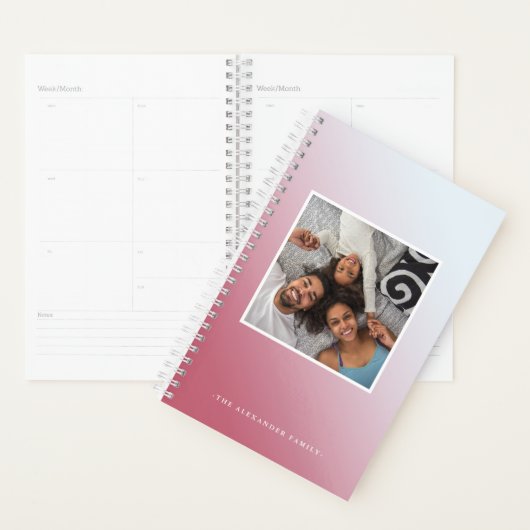 Roze en Blauwe Ombre Twee Fotoplanner Planner (Display)