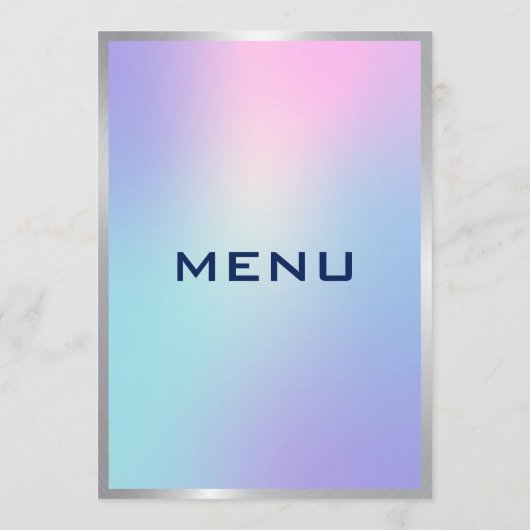 Roze en blauwe ombre, zilveren accent menu (Achterkant)