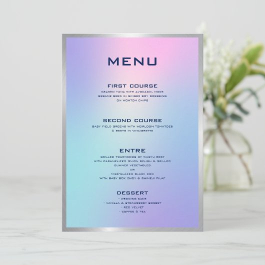 Roze en blauwe ombre, zilveren accent menu (Staand voorkant)