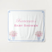 Roze en blauwe online babyshower-achtergrond in pr wandkleed (Voorkant (horizontaal))