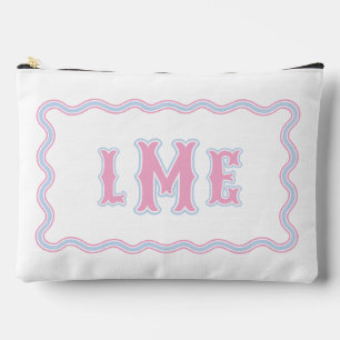Roze en blauwe op maat gemaakte Scalloped Monogram Etui