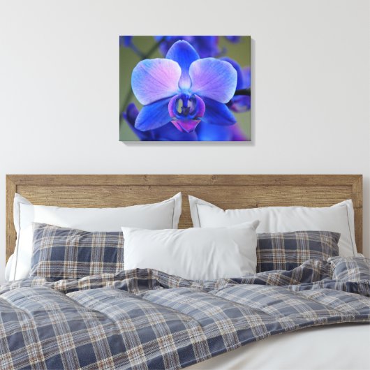 Roze en Blauwe Orchidee Canvas Afdruk (Insitu (Slaapkamer))