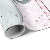 Roze en Blauwe Ornamenten Candy Canes Christmas Cadeaupapier (Rol Hoek)