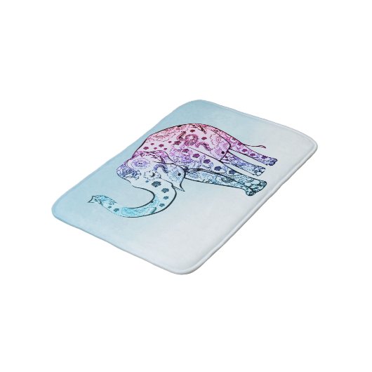 Roze en Blauwe Paisley Olifant Badmat (Gekanteld)
