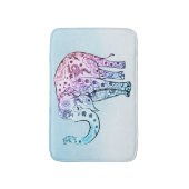 Roze en Blauwe Paisley Olifant Badmat (Voorkant Verticaal)