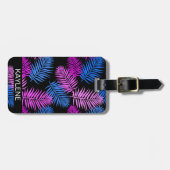 Roze en Blauwe Palmbladeren Bagagelabel (Voorkant horizontaal)