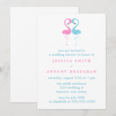 Roze en blauwe paren bruiloft kaart (Voorkant / Achterkant)