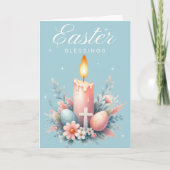 Roze en Blauwe Pasen Zegeningen Christelijk Pasen Feestdagen Kaart (Voorkant)