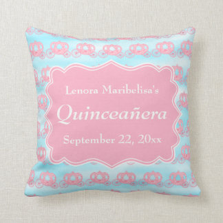 Roze en blauwe pasta's Quinceanera Kussen