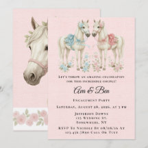 Roze en Blauwe Pastel Bloem Paard Engagement Party