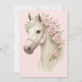 Roze en Blauwe Pastel Bloemen Paardenbruiloft Kaart (Achterkant)