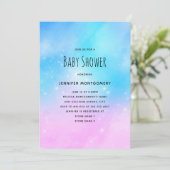 Roze en Blauwe Pastel Gradiënt Lucht Babyshower Kaart (Staand voorkant)