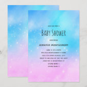 Roze en Blauwe Pastel Gradiënt Lucht Babyshower Kaart (Voorkant / Achterkant)