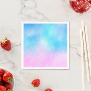 Roze en Blauwe Pastel Gradiënt Lucht Servet