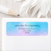 Roze en Blauwe Pastel Gradient Sky Adres Etiket (Insitu)