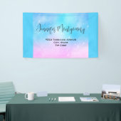 Roze en Blauwe Pastel Gradient Sky Adres Spandoek (Beurs)