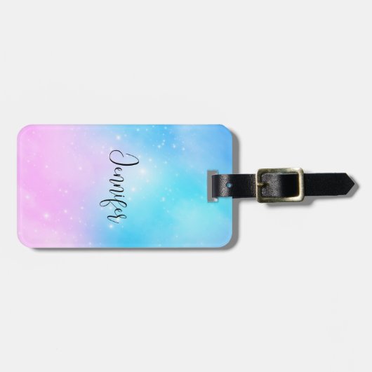 Roze en Blauwe Pastel Gradient Sky Bagagelabel (Voorkant horizontaal)