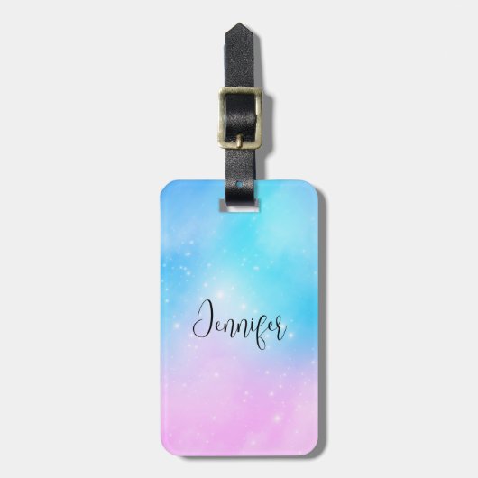 Roze en Blauwe Pastel Gradient Sky Bagagelabel (Voorkant verticaal)