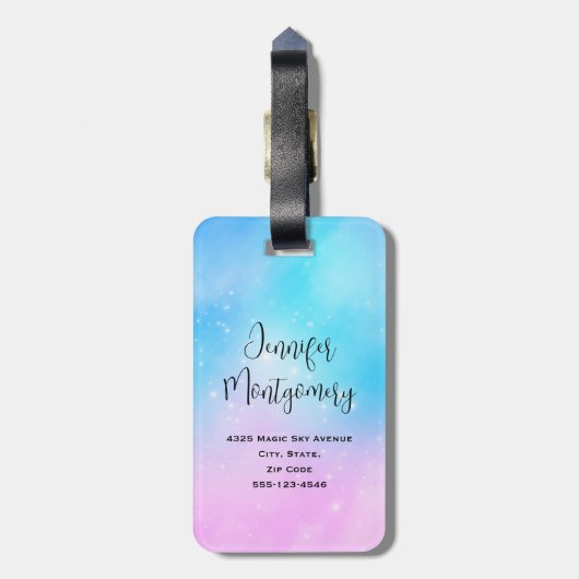 Roze en Blauwe Pastel Gradient Sky Bagagelabel (Achterkant verticaal)