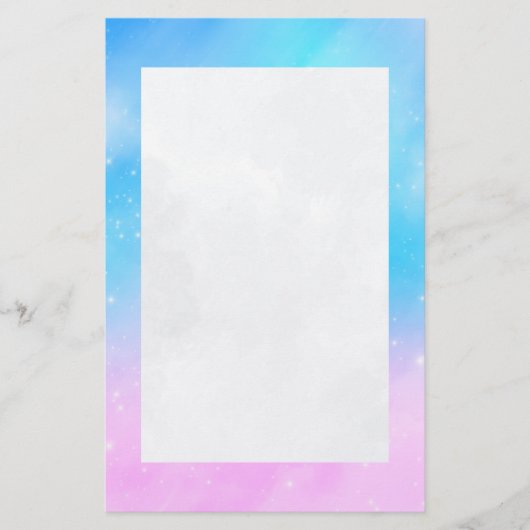 Roze en Blauwe Pastel Gradient Sky Briefpapier (Voorkant)