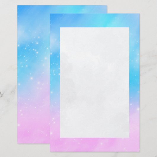 Roze en Blauwe Pastel Gradient Sky Briefpapier (Voorkant / Achterkant)