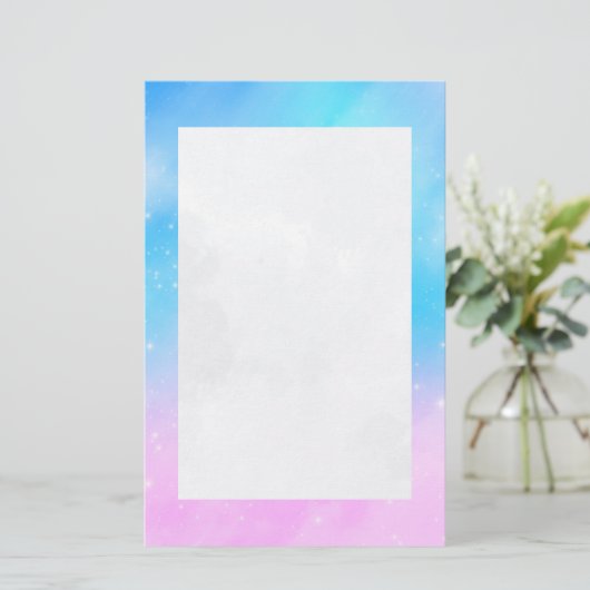 Roze en Blauwe Pastel Gradient Sky Briefpapier (Staand voorkant)