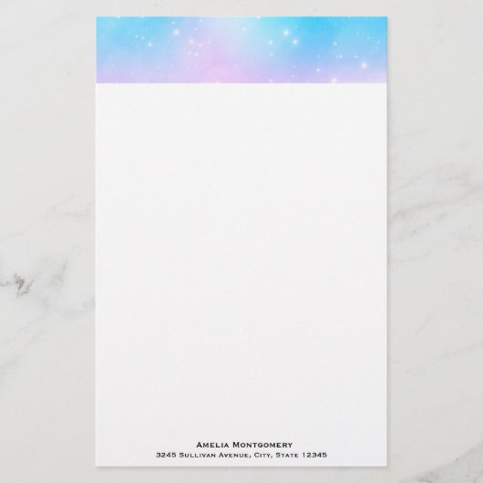 Roze en Blauwe Pastel Gradient Sky Briefpapier (Voorkant)