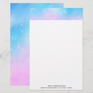 Roze en Blauwe Pastel Gradient Sky Briefpapier