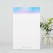 Roze en Blauwe Pastel Gradient Sky Briefpapier (Staand voorkant)