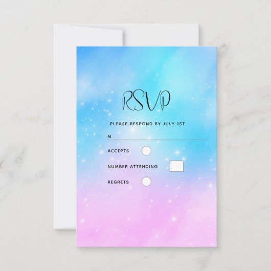 Roze en Blauwe Pastel Gradient Sky Bruiloft RSVP Kaartje (Voorkant)