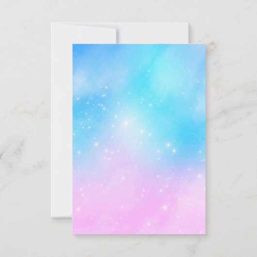 Roze en Blauwe Pastel Gradient Sky Bruiloft RSVP Kaartje (Achterkant)