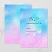 Roze en Blauwe Pastel Gradient Sky Bruiloft RSVP Kaartje (Voorkant / Achterkant)