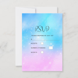Roze en Blauwe Pastel Gradient Sky Bruiloft RSVP Kaartje